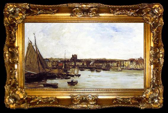 framed  Charles-Francois Daubigny Port of Dieppe, ta009-2